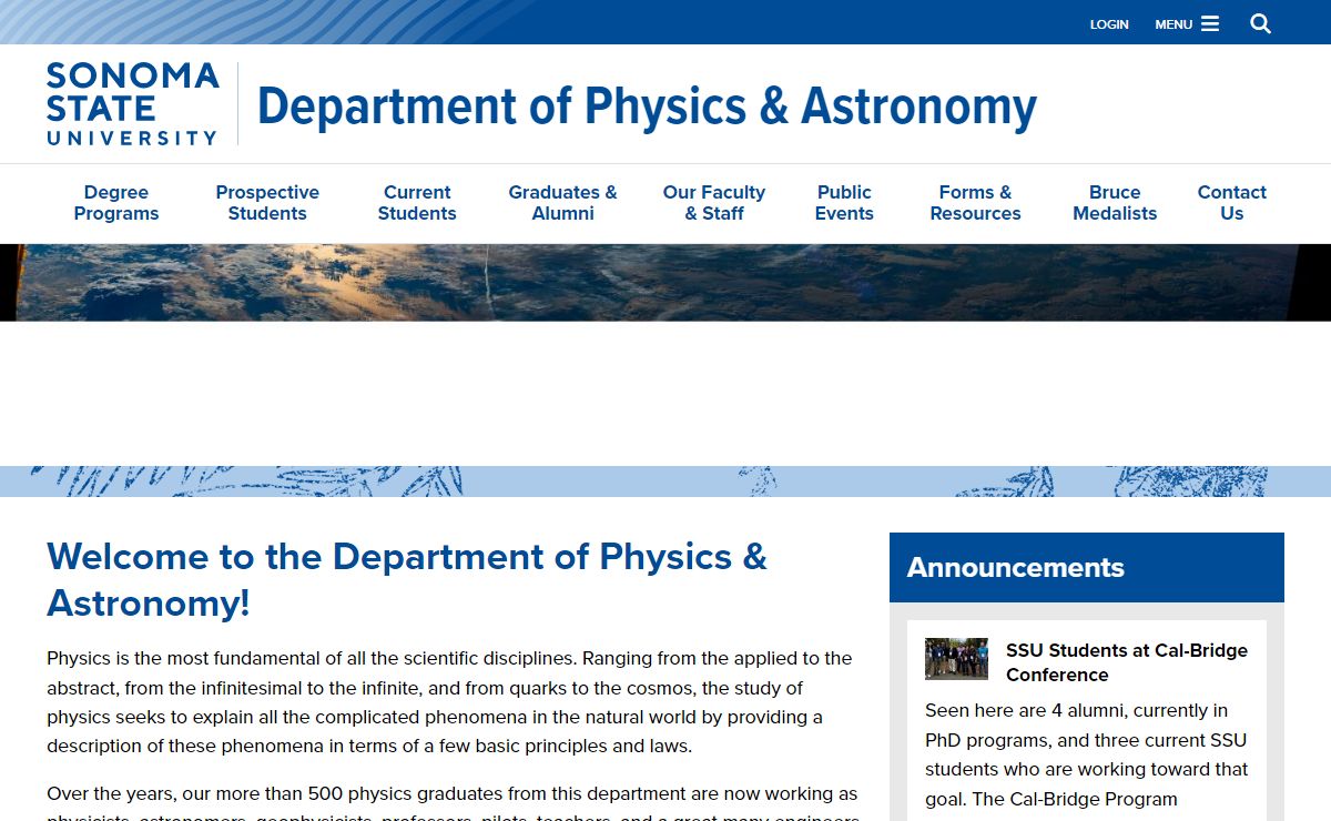 Department of Physics & Astronomy at Sonoma State University