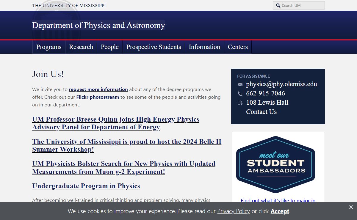 Department of Physics and Astronomy | University of Mississippi