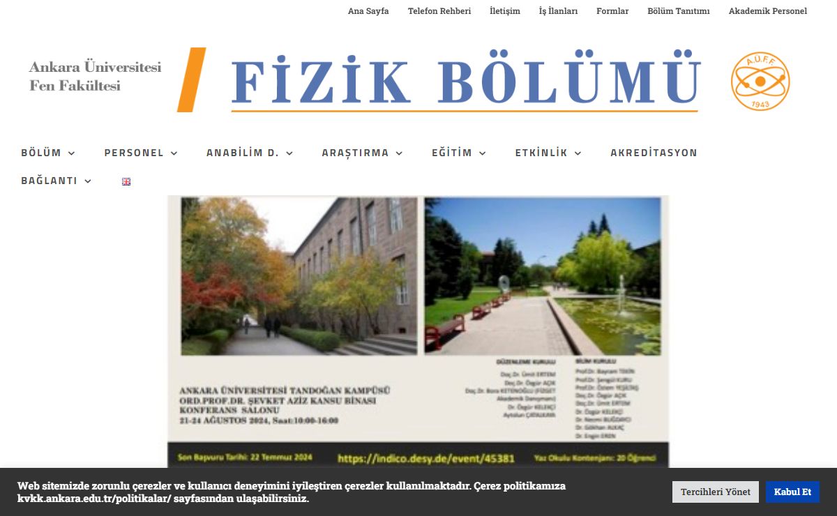 Fizik Bölümü – Ankara Üniversitesi Fen Fakültesi