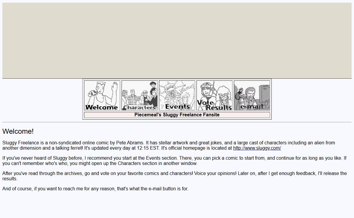 Piecemeal's Sluggy Freelance Fansite - Welcome!