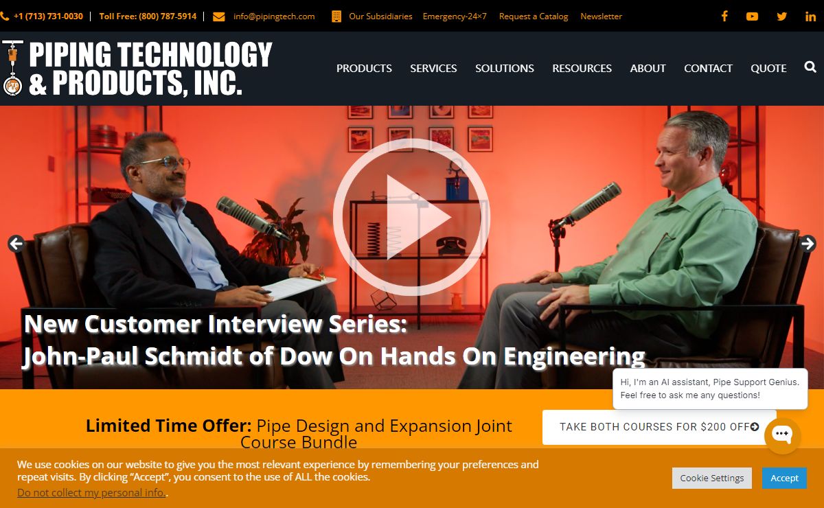 Pipe Supports, Pipe Hangers, Clamps - Piping Technology - Houston, TX