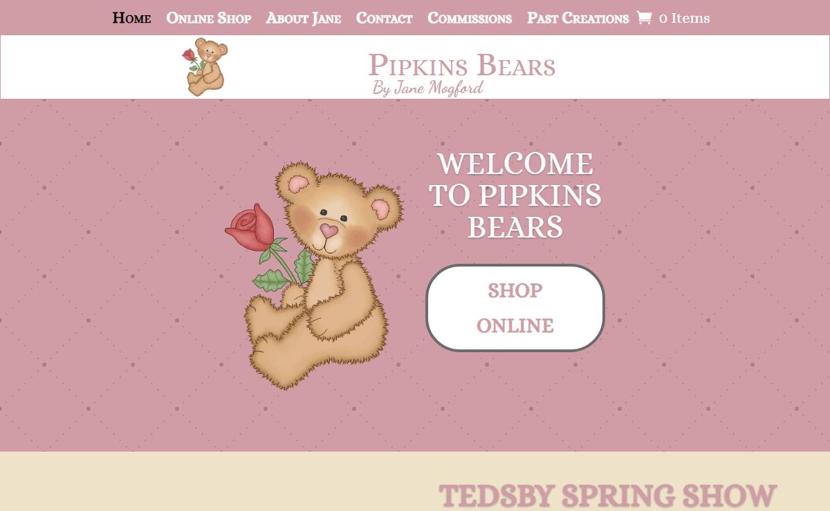 Artist bears by teddy bear artist Jane Mogford of Pipkins Bears UK