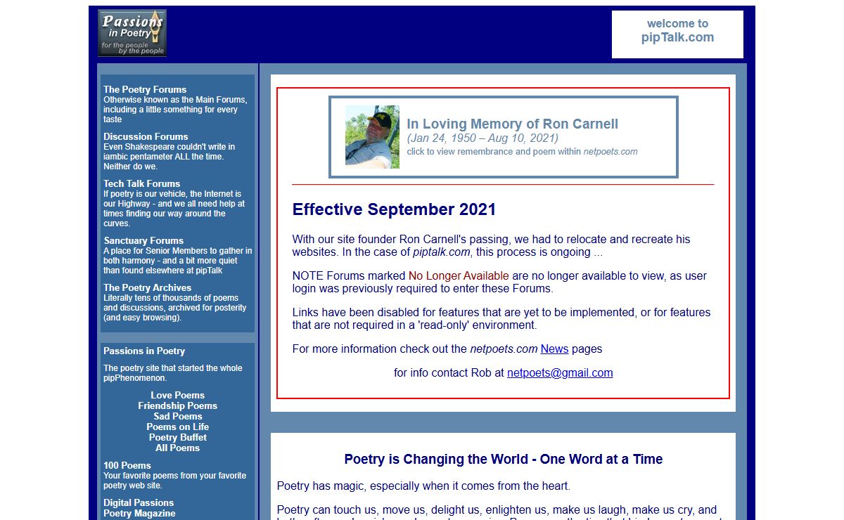 pipTalk Poetry Forums