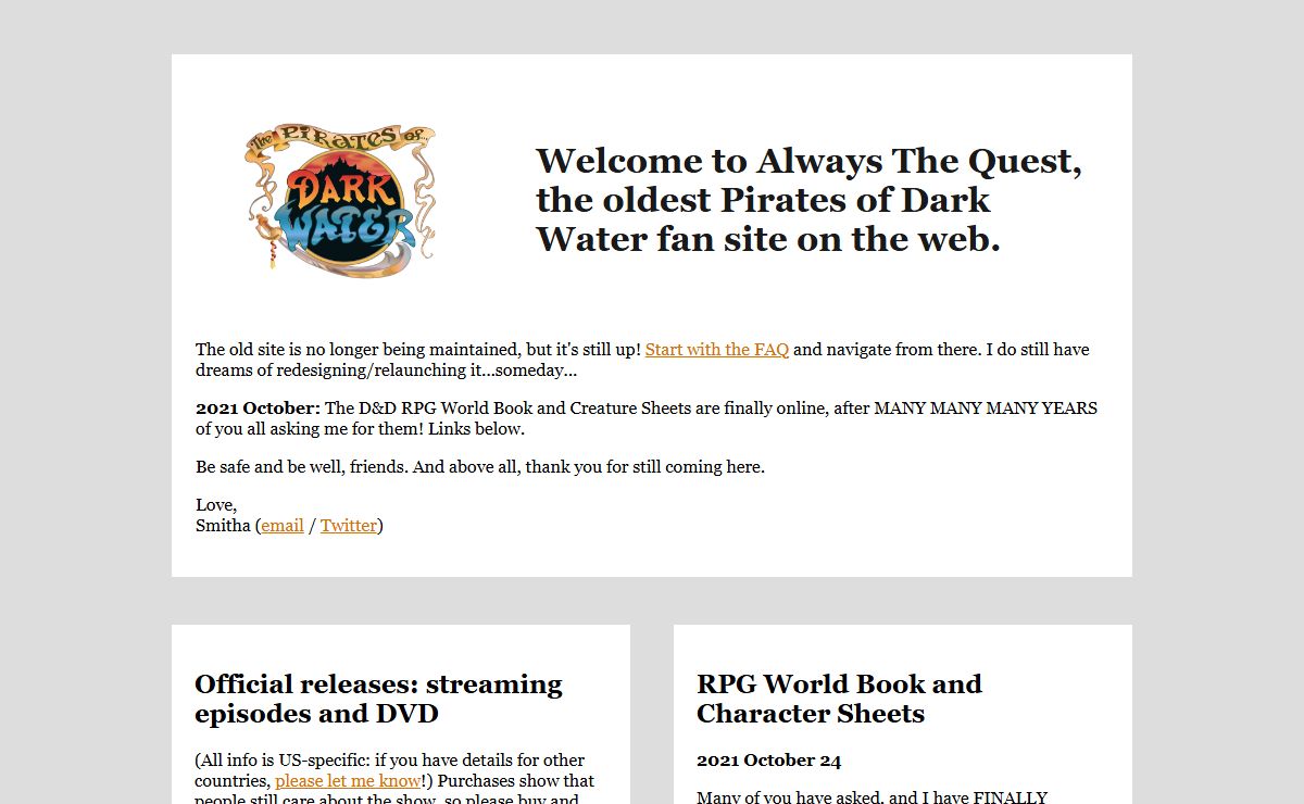 Always The Quest: Pirates of Dark Water fan site
