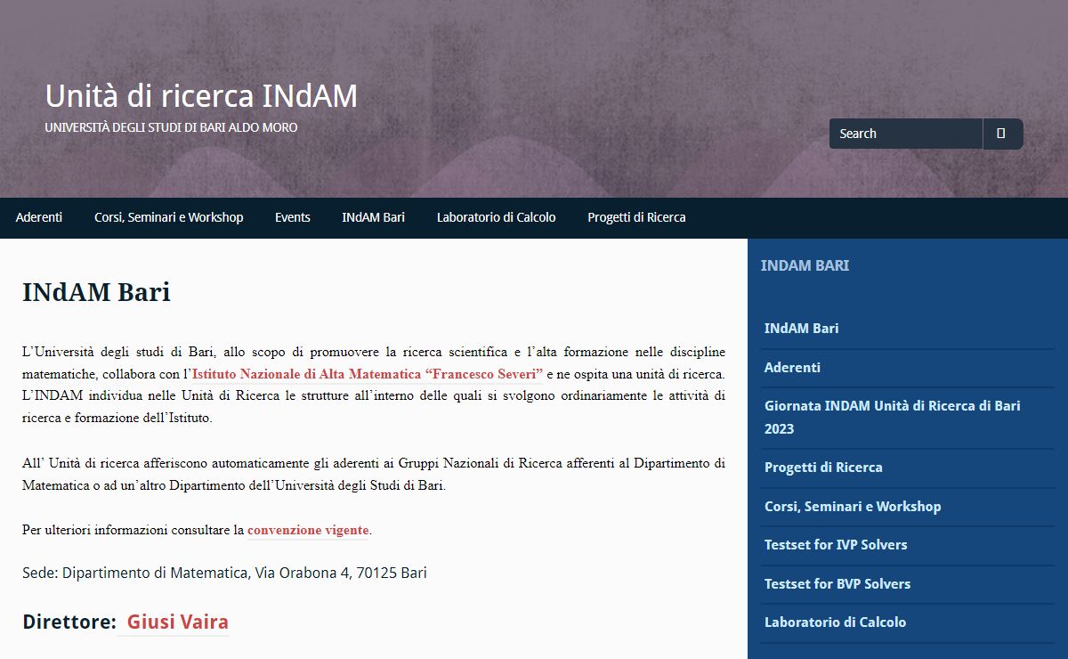 Unità di ricerca INdAM – Università degli studi di Bari Aldo Moro