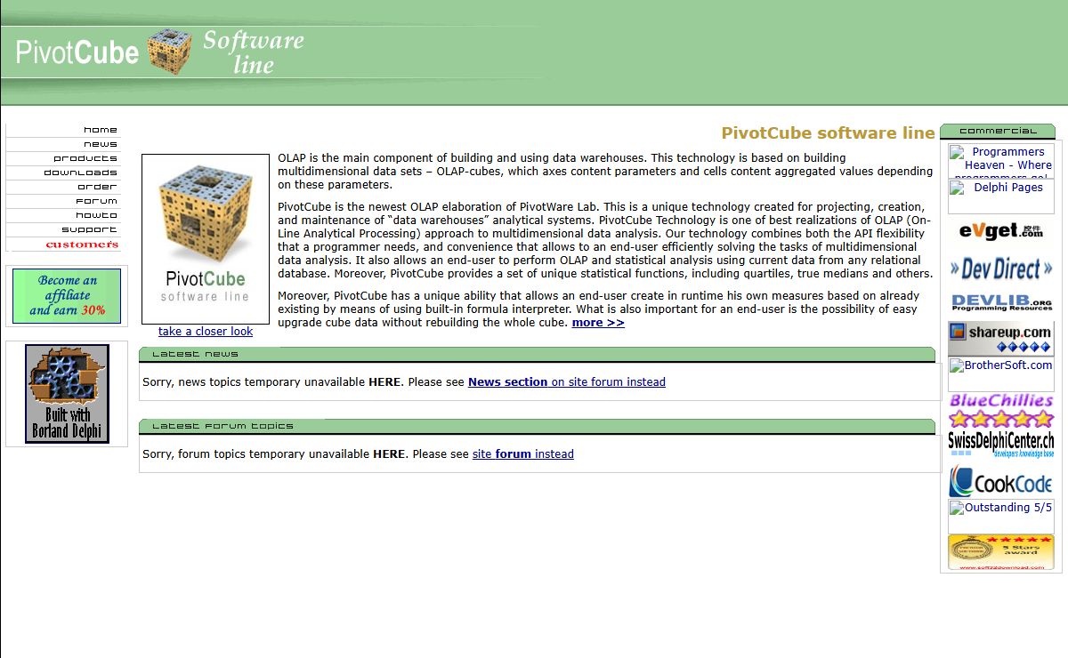 PivotCube VCL - Delphi OLAP component | PivotCubeX - ActiveX OLAP control