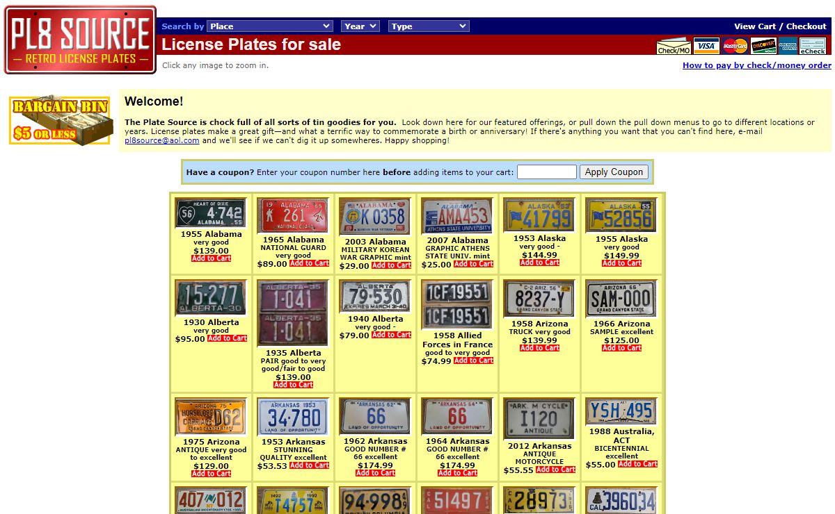 Collector License Plates for Sale