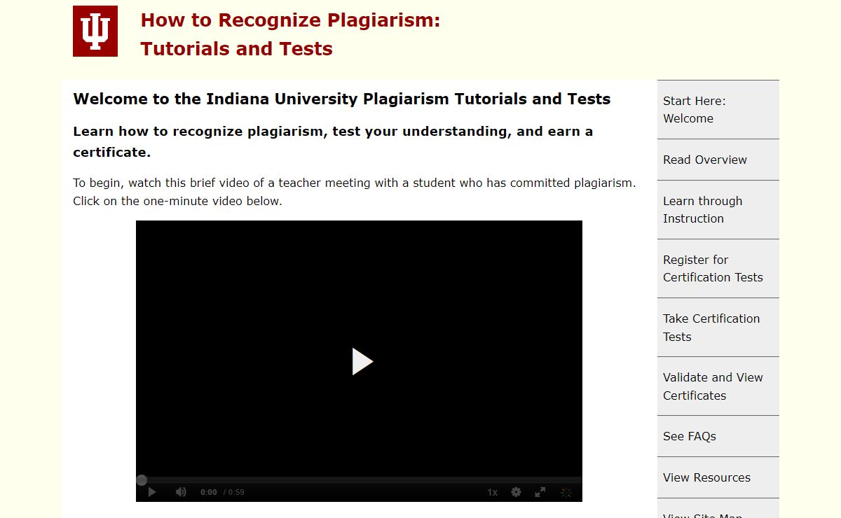 Welcome: How to Recognize Plagiarism: Tutorial and Tests, School of Education, Indiana University Bloomington