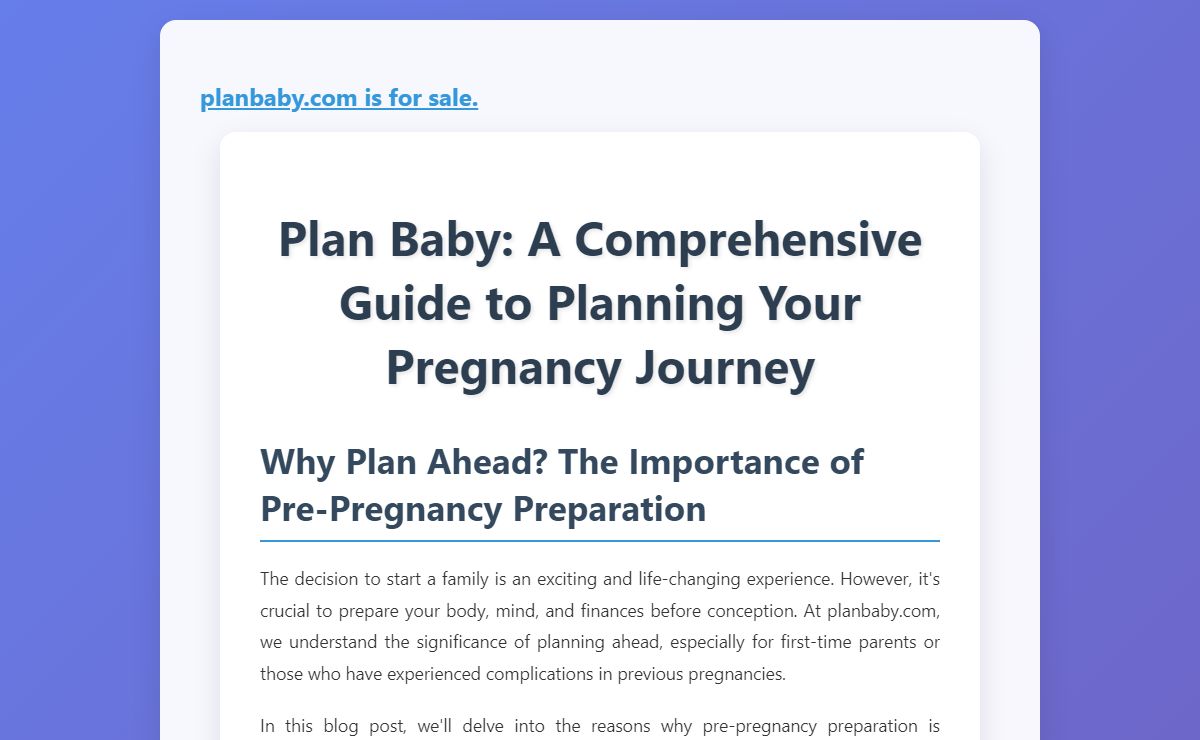 Plan Baby: A Comprehensive Guide to Planning Your Pregnancy Journey