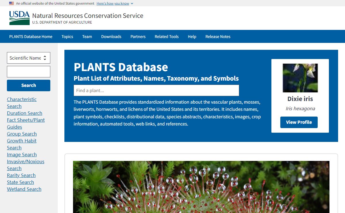USDA Plants Database