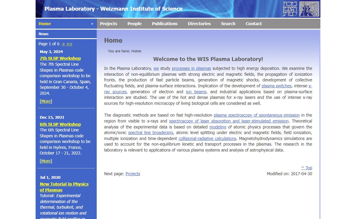 WIS Plasma Laboratory - Home