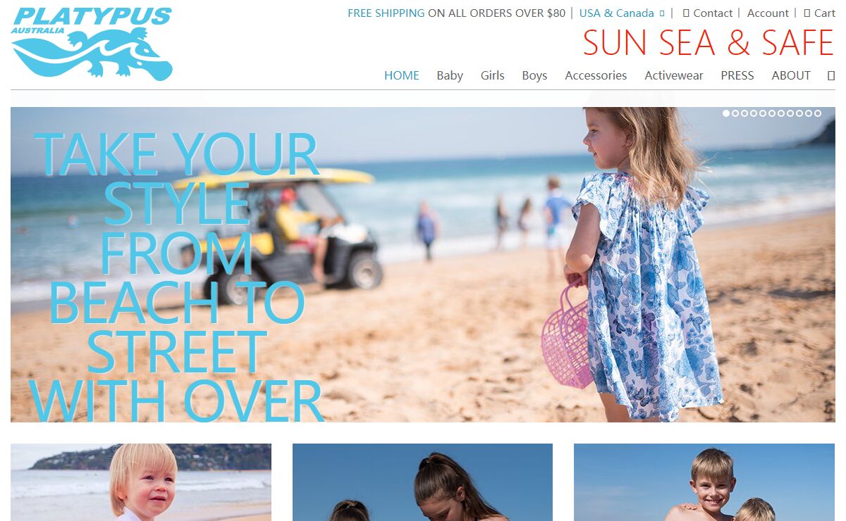Platypus Australia:Kids & Women’s UV Swimwear:UPF50+