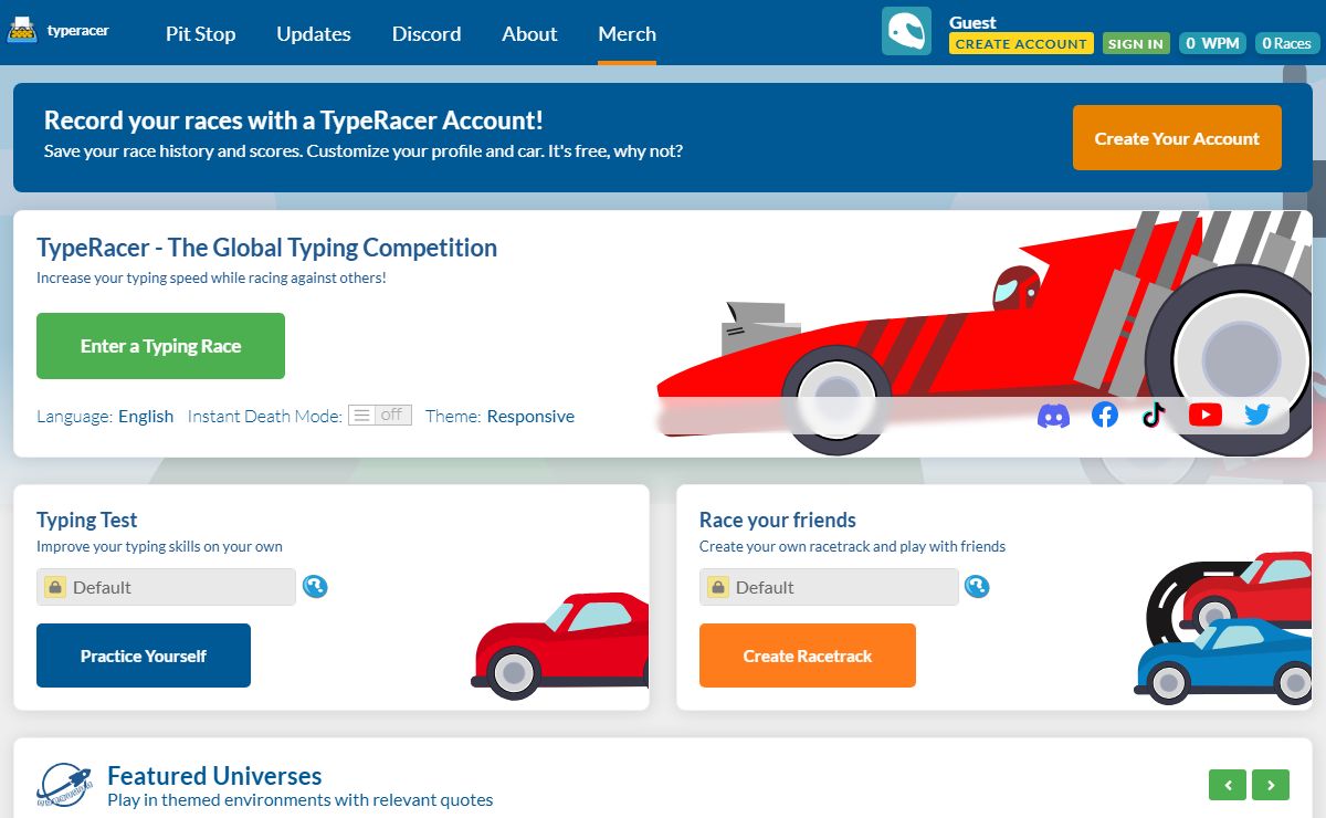 TypeRacer - Play Typing Games and Race Friends