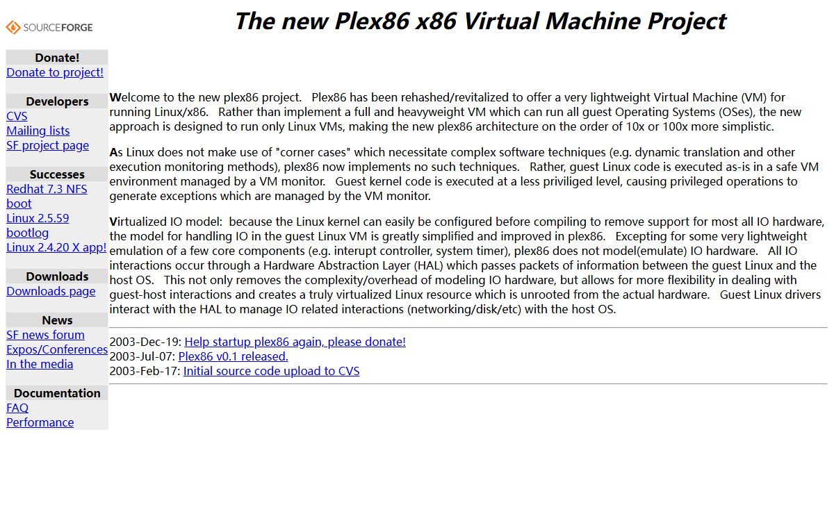Plex86 x86 Virtual Machine Project