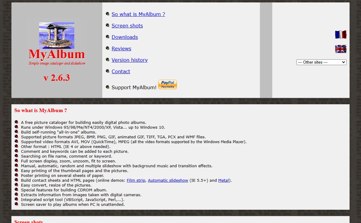 MyAlbum - Simple image cataloger and slideshow