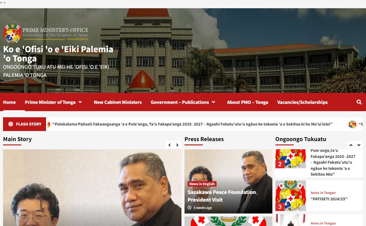 Ko e 'Ofisi 'o e 'Eiki Palemia 'o Tonga – Ongoongo tuku atu mei he 'Ofisi 'o e 'Eiki Palemia 'o Tonga