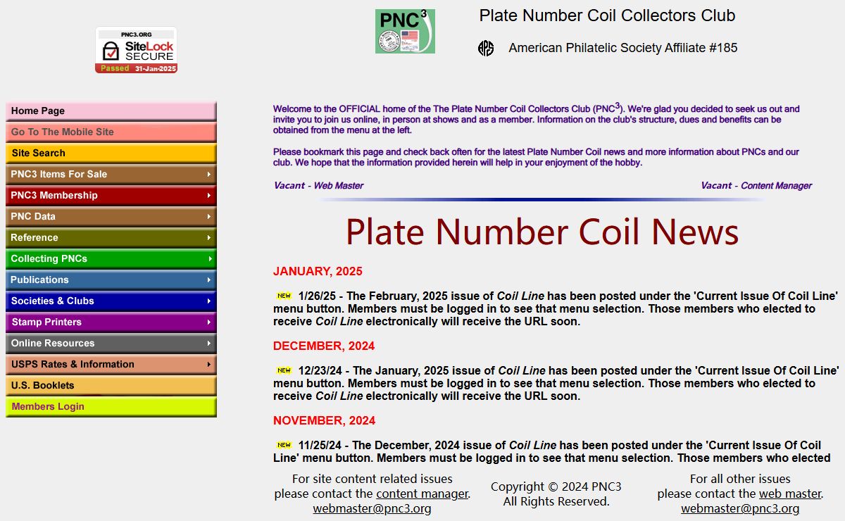 Plate Number Coil Collectors Club