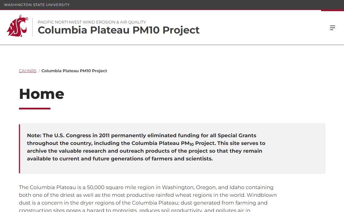 Columbia Plateau PM10 Project | Washington State University
