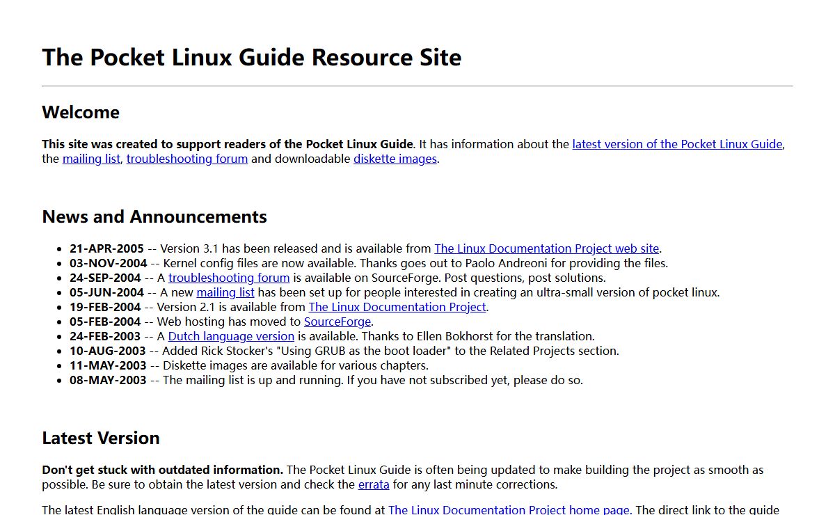 The Pocket Linux Guide Resource Site