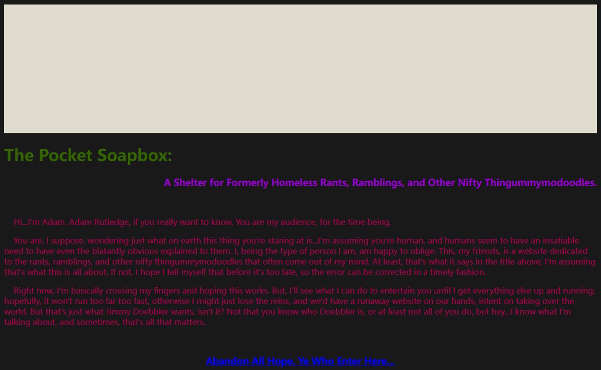 This being the first page of my website