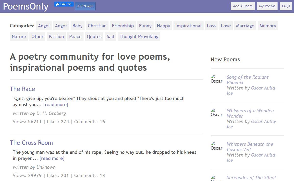 Poems Only - Love Poems, Inspirational Poems and Quotes