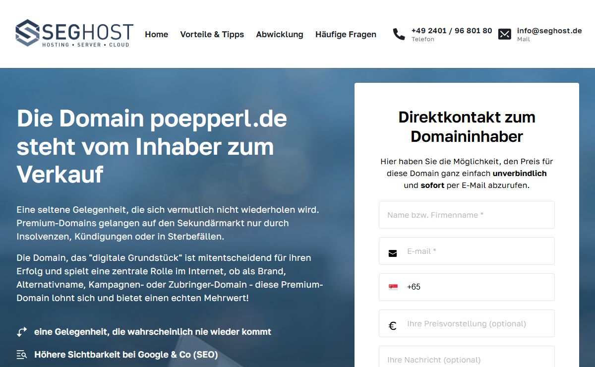 poepperl.de steht zum Verkauf