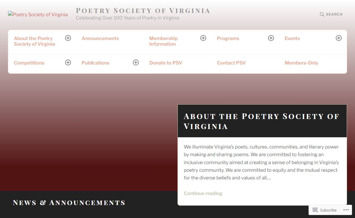 Poetry Society of Virginia – Celebrating Over 100 Years of Poetry in Virginia