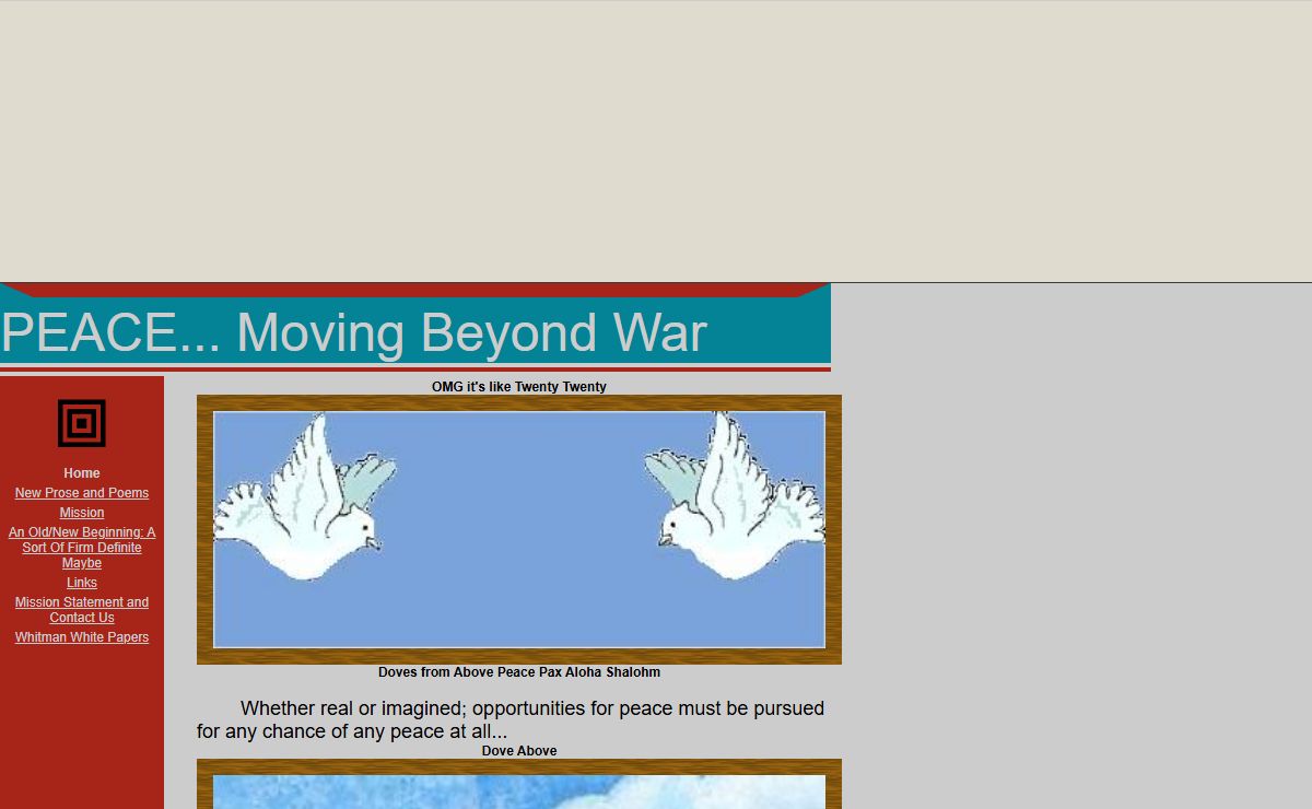 PEACE... Moving Beyond War