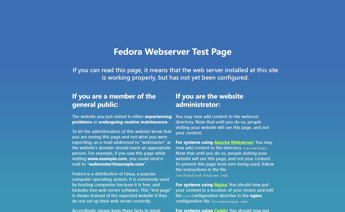 Test Page for the HTTP Server on Fedora