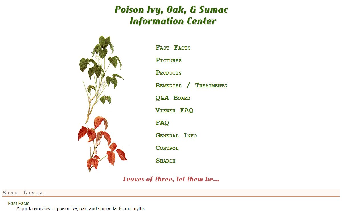 Poison Ivy, Oak, and Sumac Information Center - (www.poisonivy.us)