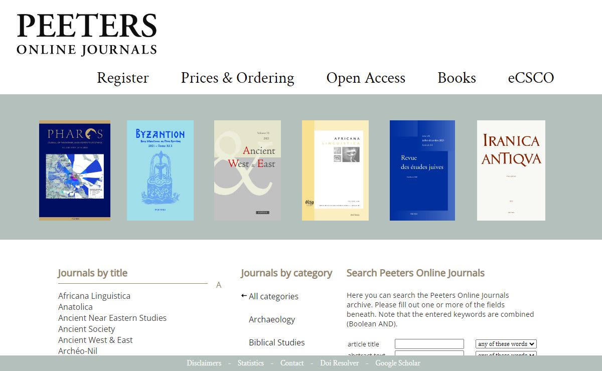 PEETERS ONLINE JOURNALS