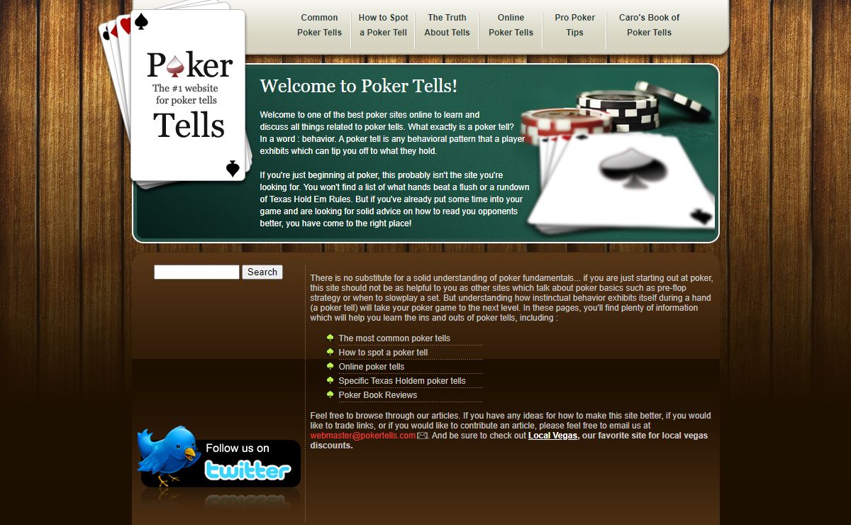 PokerTells.com : Welcome to Poker Tells - The number one online poker site dedicated to Poker Tells!
