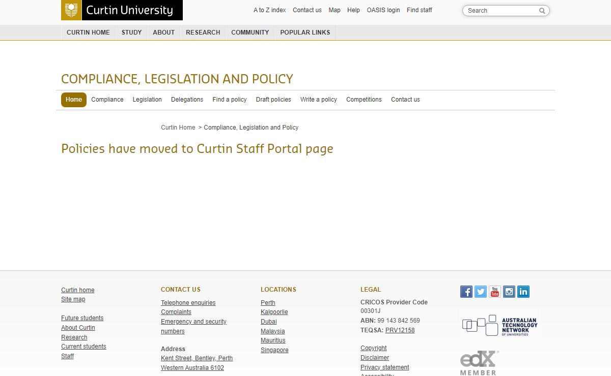 Compliance, Legislation and Policy