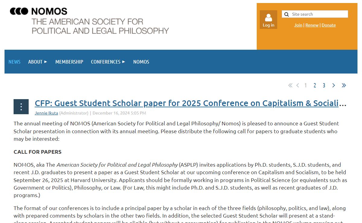 American Society for Political and Legal Philosophy - News