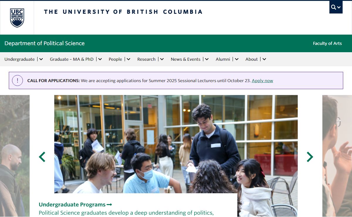 Political Science | University of British Columbia | Vancouver, BC, Canada