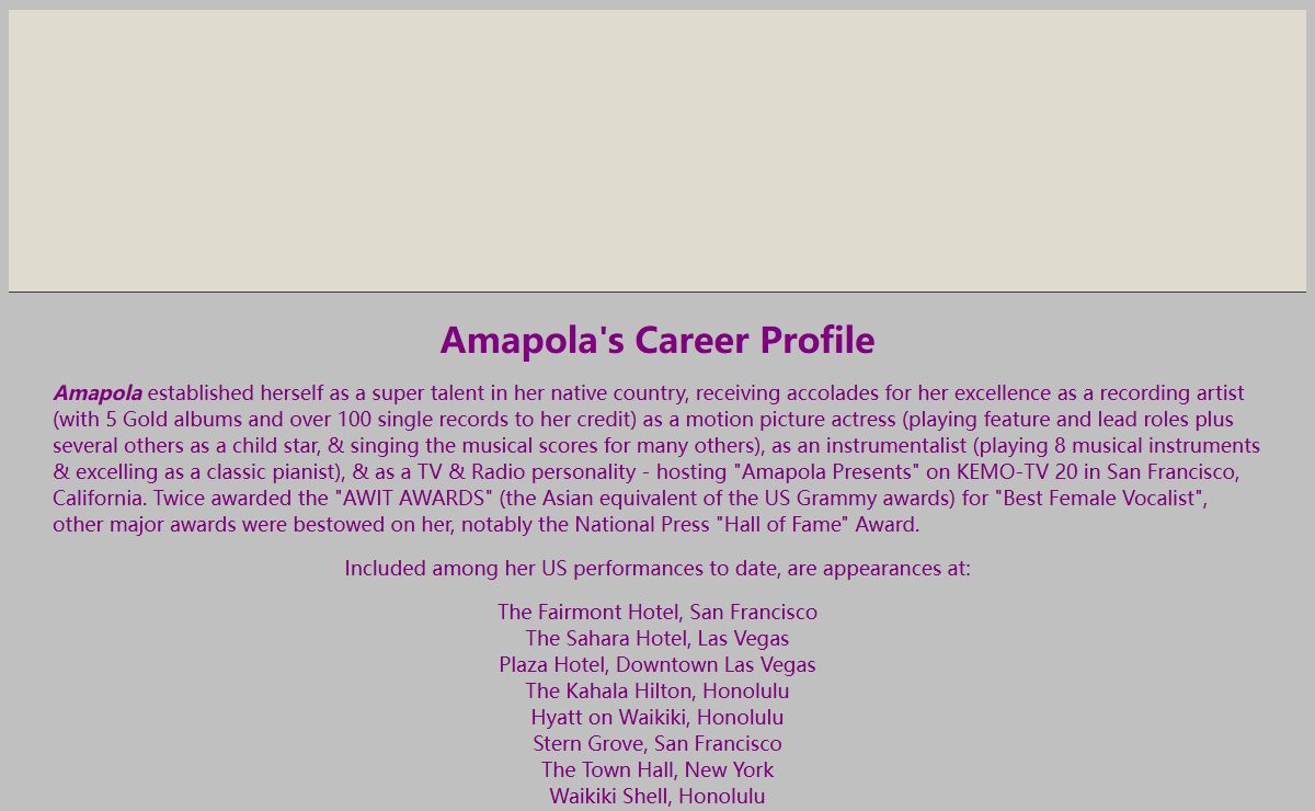 Amapola's Career Profile