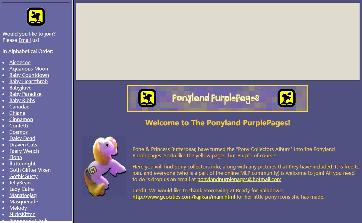 ~ Ponyland Purple Pages ~