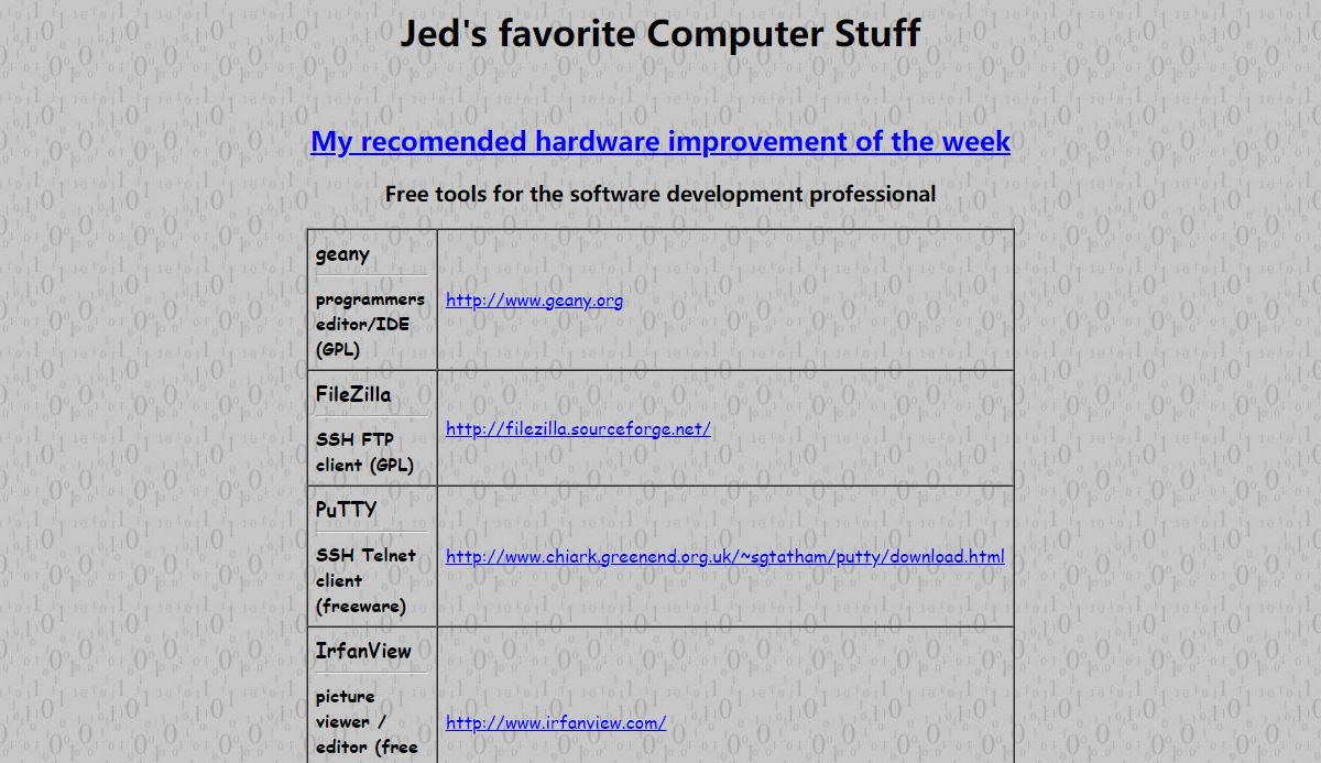 Jed's favorite software