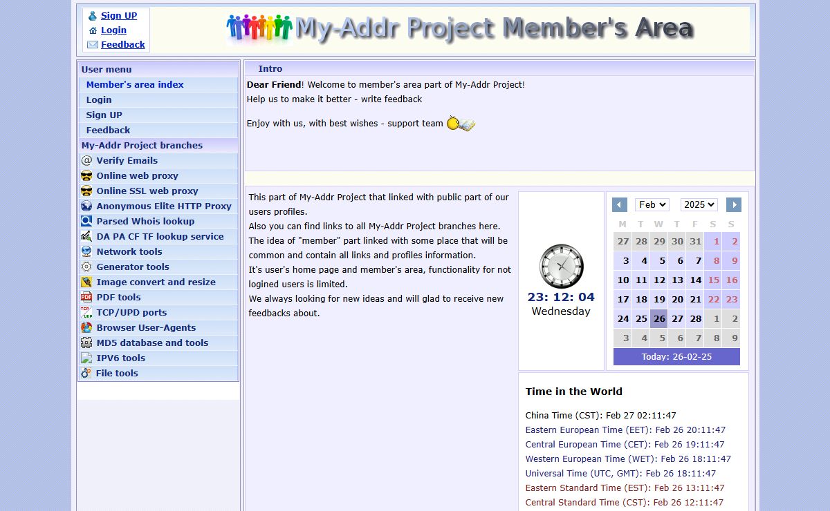 My-Addr Project community center page