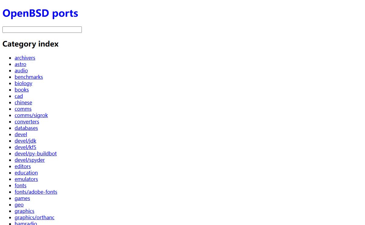 OpenBSD ports ∴ categories
