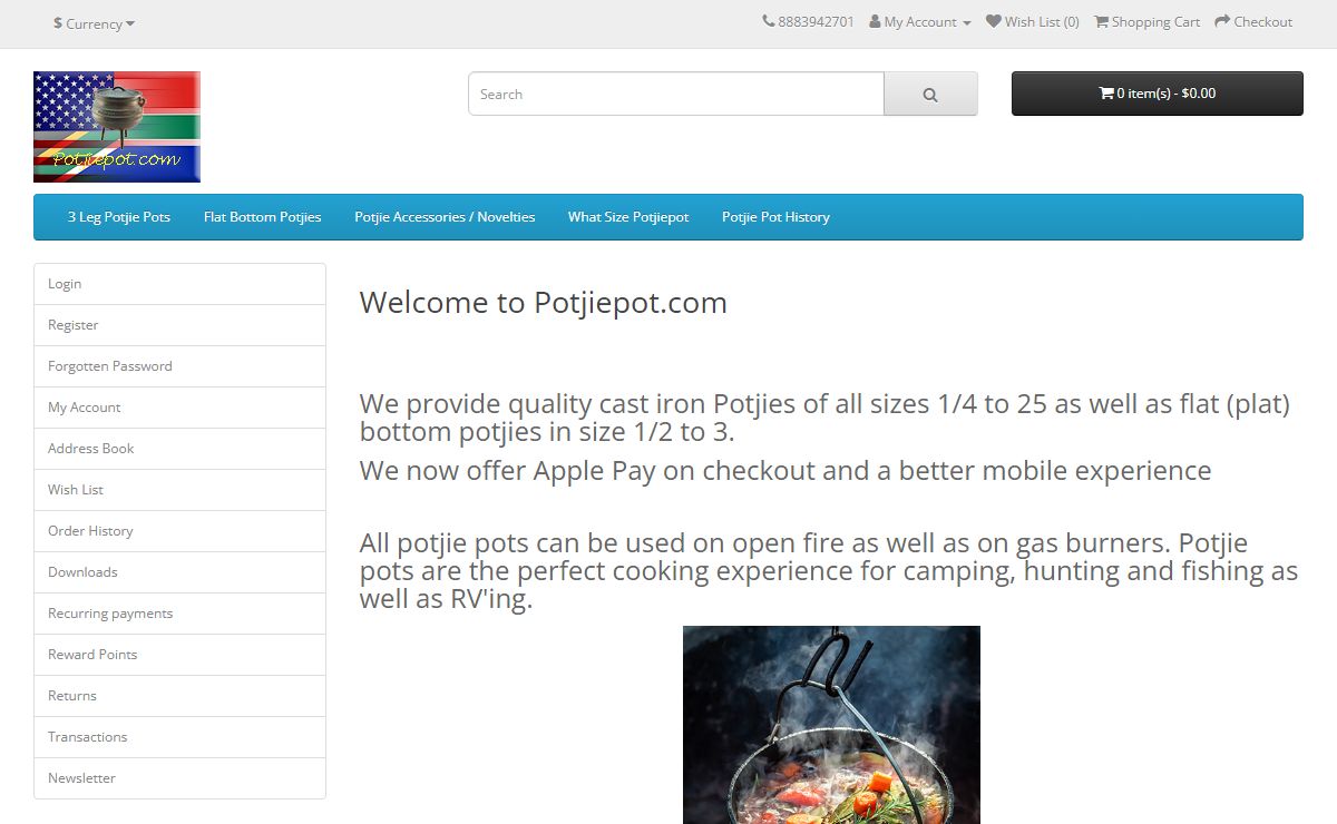 Welcome to Potjiepot.com. Potjie Pots of all sizes