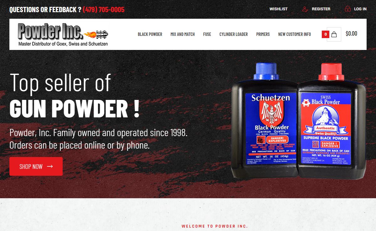 Powder, Inc. | Master Distributor of Goex, Swiss and Schuetzen