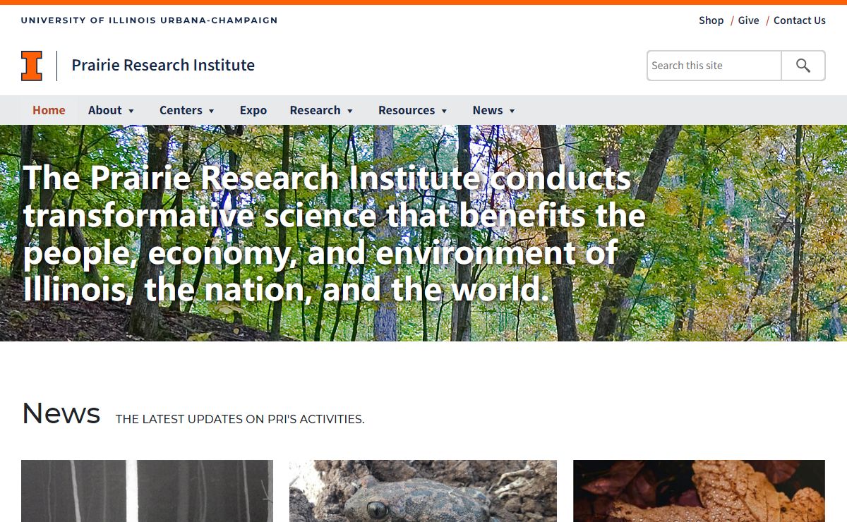 Prairie Research Institute – The Prairie Research Institute provides research, scientific expertise, and objective data that benefit the environment, economy, and people of Illinois and beyond.