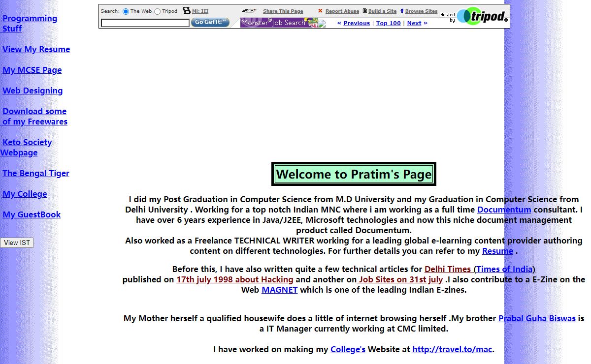 Pratim's Web Hideout