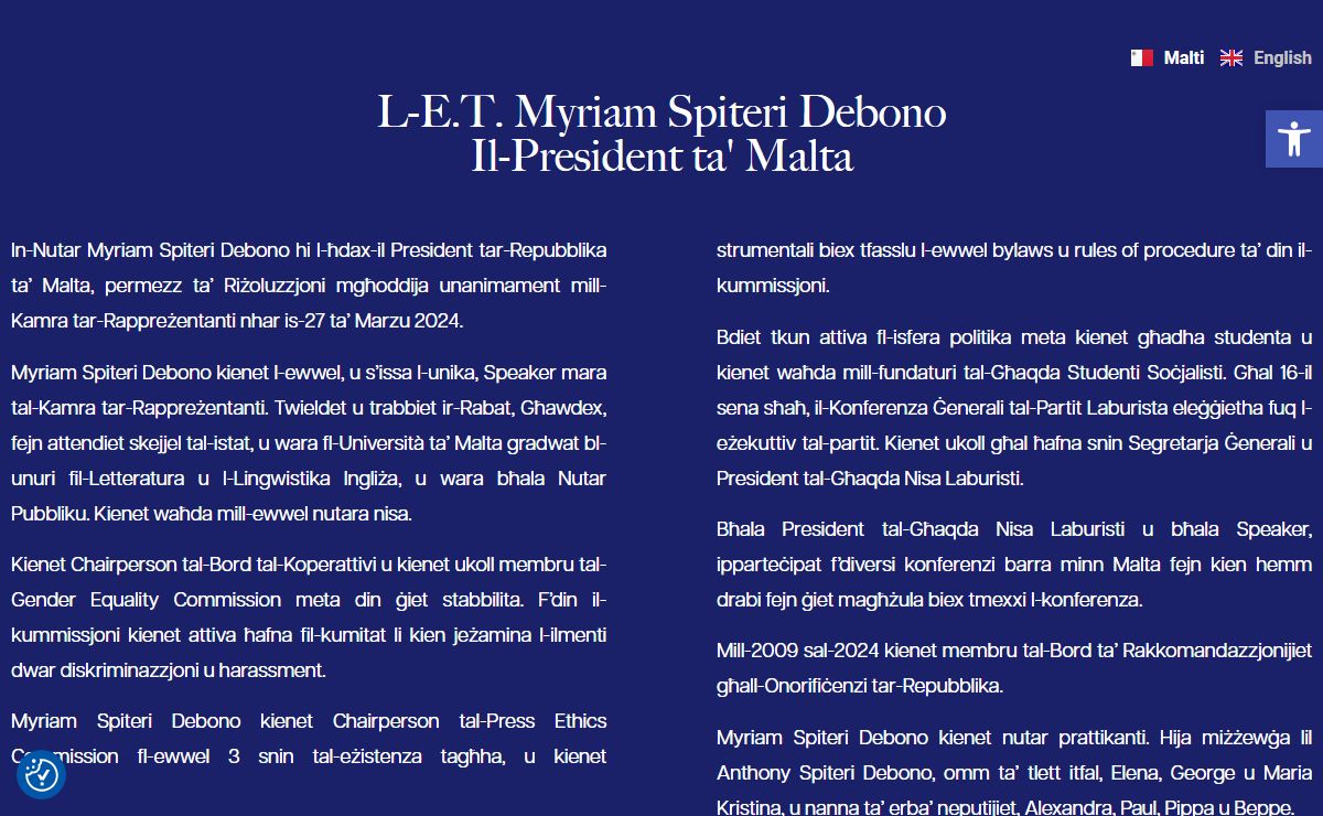 Bijografija - The President of Malta
