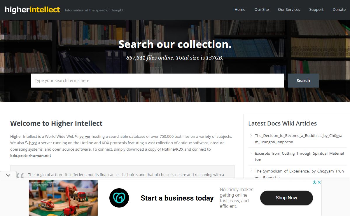 750,000+ texts, PDFs, eBooks and images | Higher Intellect