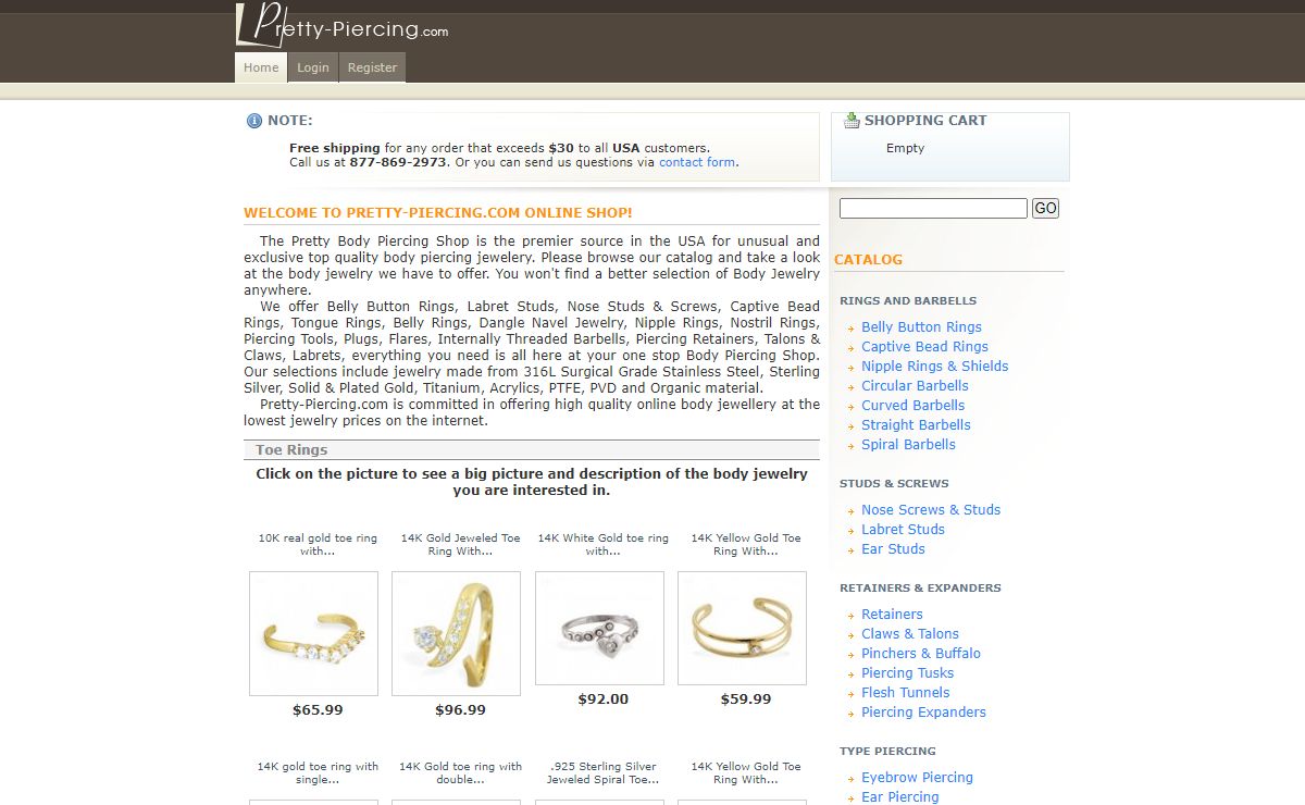 Body Piercing Jewelry Shop. Pretty bellybutton rings, nose studs, nipple jewelry.