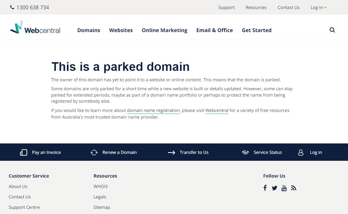 This is a parked domain with Webcentral
