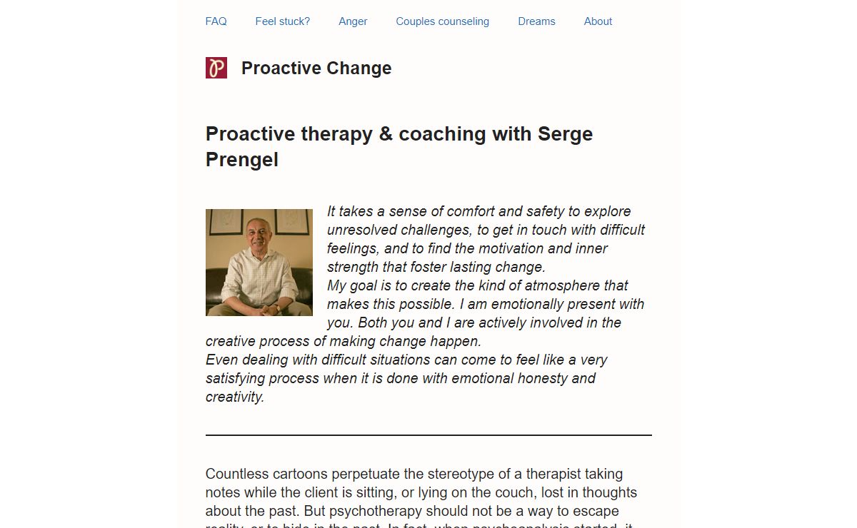 Proactive therapy & coaching with Serge Prengel - Proactive Change