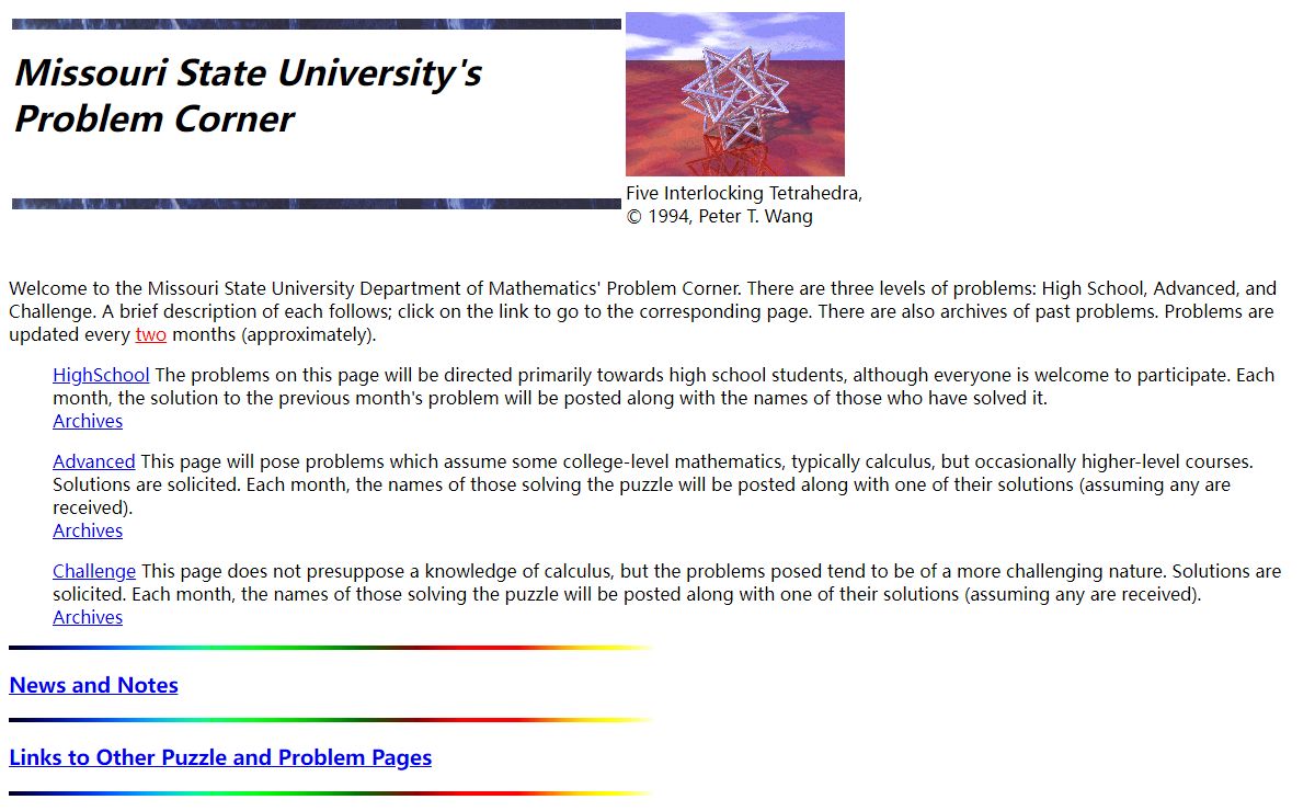 Missouri State University Problem Corner